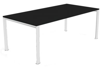 DOIT4 Konferenztisch von König+Neurath mit schwarzer Tischplatte und weißem Gestell für moderne Büros.